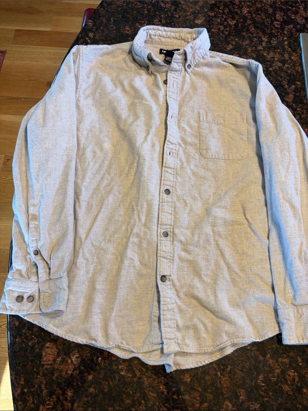 Lands' End Light Gray Long-Sleeve Button-Down Shirt
